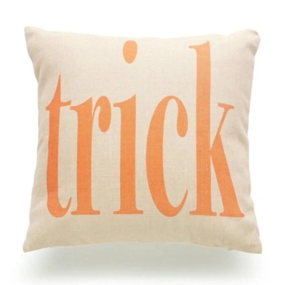 HALLOWEEN “Trick” Pumpkin Pillow Cover | Size 18
